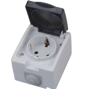 Розетка накладна 1-на з заземленням з кришкою ATOM 112-100-0001-010 HOROZ ELECTRIC