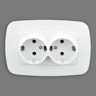 Розетка подвійна з заземленням біла ELA 112-007-0008-010 HOROZ ELECTRIC