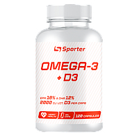 Жирные кислоты SPORTER OMEGA 3 + D3 120 капсул