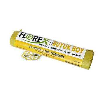 Упаковка пакетів для сортування сміття "ПЛАСТИК" 60 Л, 70 мкм, рулон 10 шт, жовтий Sanpreis