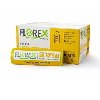 Сортувальні пакети для сміття "ПЛАСТИК" 120 Л, 100 мкм, рулон 10 шт, жовтий Sanpreis