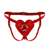 Трусики Серце для страпону з натуральної шкіри Feral Feelings - Hearts Strap-on Belt Red SO9419