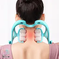 Ручний мультироликовий масажер для шиї та тіла Neck Stretcher з обертовими 360° рельєфними роликами