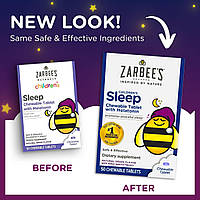 Zarbee's, Детские таблетки для улучшения сна с мелатонином, натуральный виноградный вкус, для детей 50 штук