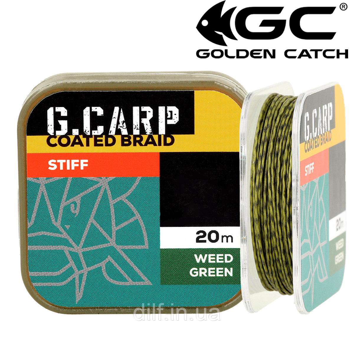 Повідковий матеріал в обплетенні GC G.Carp Coated Braid Semi 20м 15lb Weed Green