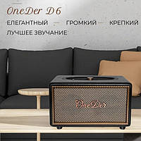 Колонка портативная Bluetooth OneDer D6 в ретро-стиле мощная с блютуз TF/USB/AUX 40 Вт Черный