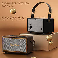 Портативная Bluetooth колонка OneDer D6 Ретро мощная с блютуз TF/USB/AUX 40 Вт