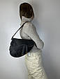 Шкіряна сумка форма сідло на широкому ремінці С36-КТ-4248 Чорна, фото 4