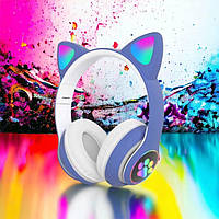 Наушники с ушами кота CAT STN-28 синие | Наушники с кошачьими ушками | Беспроводные наушники DQ-370 cat ear