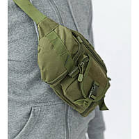 Сумка поясная тактическая / Мужская сумка на пояс / Армейская сумка. AB-717 Цвет: зеленый
