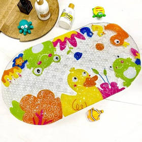 Антиковзаючий безпечний килимок у ванну для дітей "Морський коник" 65х35 см Mumlove Каченя та жаби