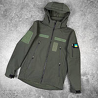 Куртка мужская Softshell тактическая весенняя осенняя на флисе Motiv хаки Ветровка Софтшелл с капюшоном