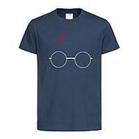 Темно-синяя детская футболка Гарри Поттер очки (12-3-14-темно-синій)
