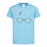 Голубая детская футболка Гарри Поттер очки (12-3-14-блакитний)