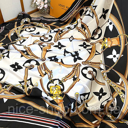 Хустка Louis Vuitton шовкова з ручною підшивкою, фото 4