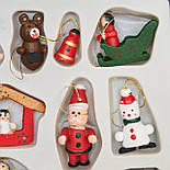 Набір ялинкових іграшок - дерев'яні фігурки, 15 шт, 18x14 см, різнокольоровий, дерево (060214), фото 3