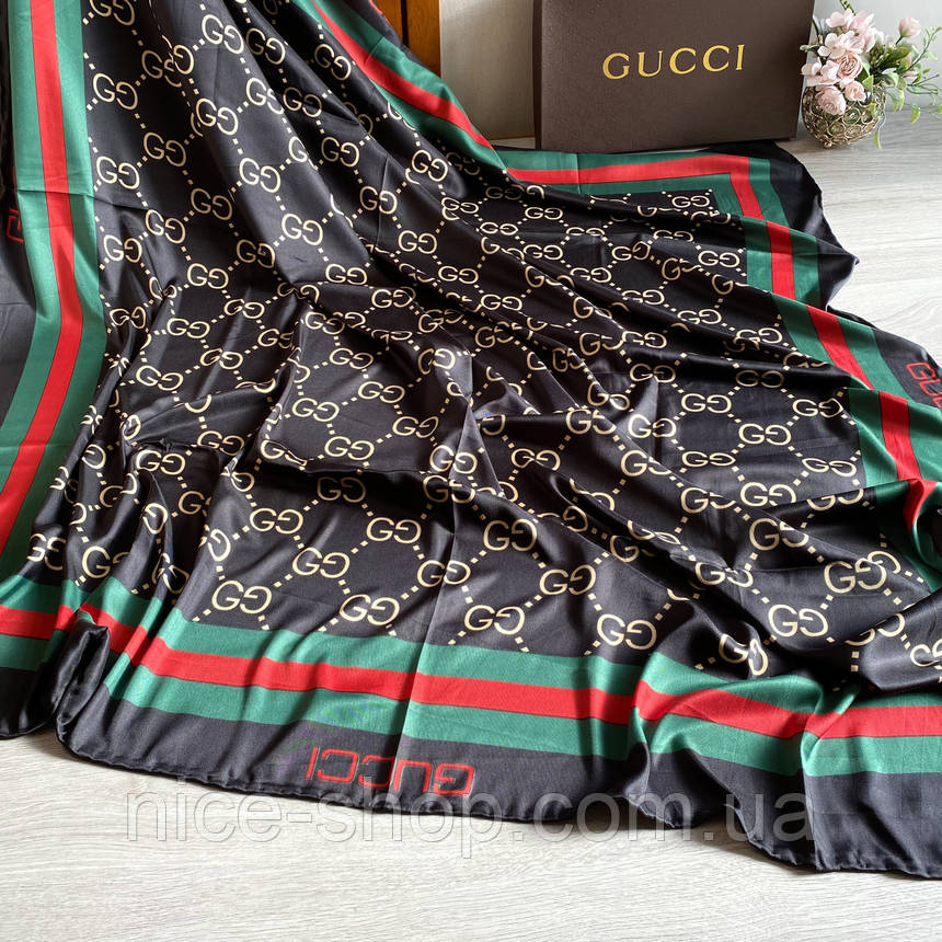 Хустка Gucci шовкова з ручною підшивкою, фото 1