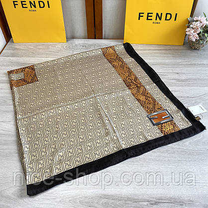 Хустка Fendi шовкова з ручною підшивкою, фото 5