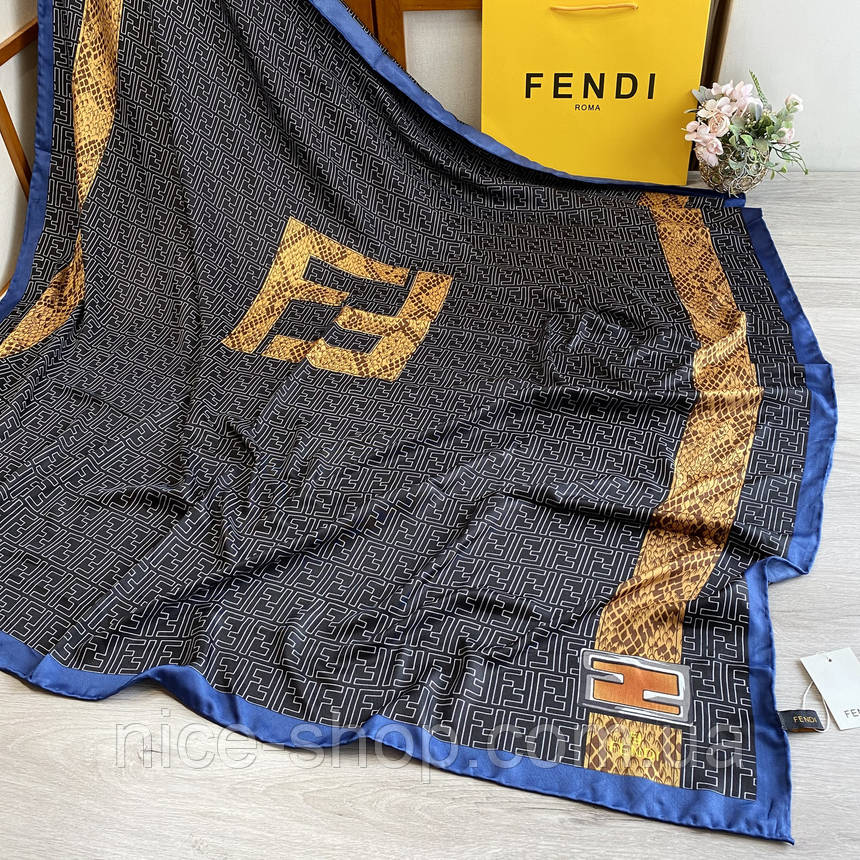 Хустка Fendi шовкова з ручною підшивкою, фото 1