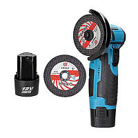 Акумуляторна міні болгарка 12V кутова шліфувальна машинка з 2 акумуляторами в кейсі + 2 диски, фото 4