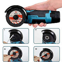 Акумуляторна міні болгарка 12V кутова шліфувальна машинка з 2 акумуляторами в кейсі + 2 диски, фото 5