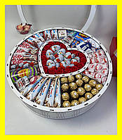 Вкусный подарочный набор со сладостями для девушки, набор в форме круга киндер для жены, мамы, ребенка PD-1056