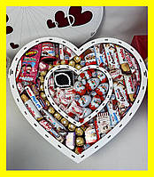 Вкусный подарочный набор со сладостями для девушки, набор в форме серда киндер для жены, мамы, ребенка PD-1055