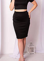 Стильная, обтягивающая трикотажная женская юбка-карандаш по колено. Черный 38