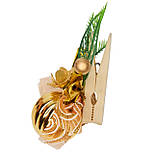 4 хвойних гілочки з золотими прикрасами на прищіпках, 6x10 см (470518), фото 2