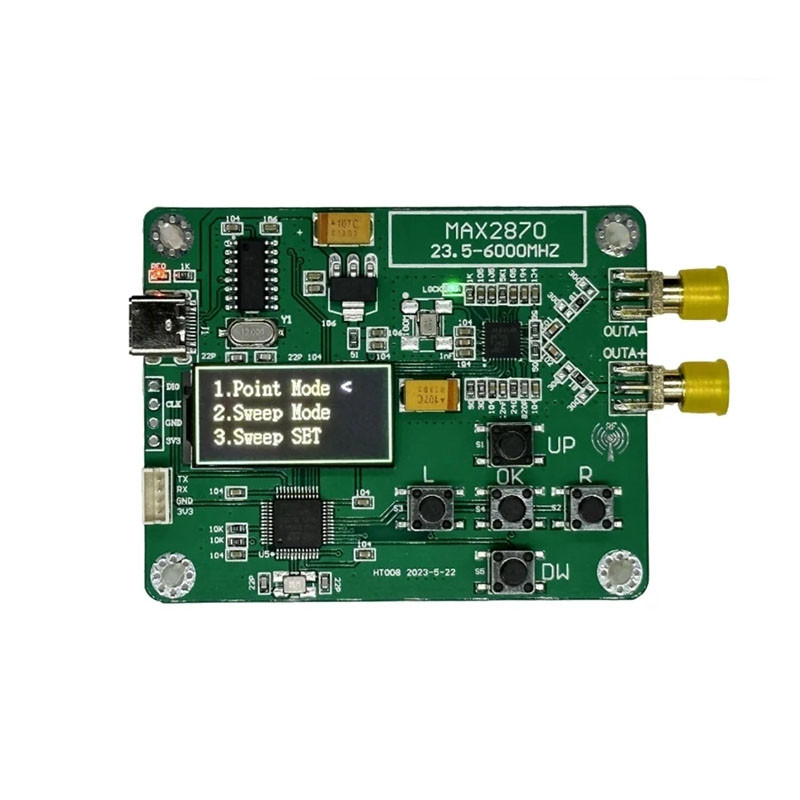 Генератор ВЧ сигналів JUNTEK HT008 цифровий DDS 23,5 — 6000 МГц, LCD, PLL чип MAX2870, модуль PCB