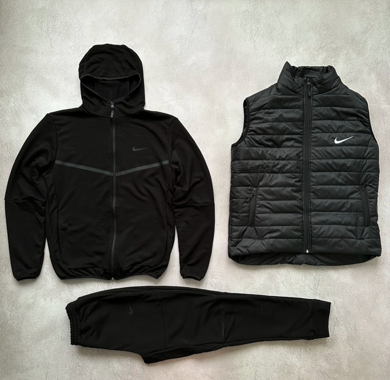 Спортивний костюм чоловічий Nike Tech Fleece весна-осінь комплект демісезонний з жилеткою 3в1. Живе фото