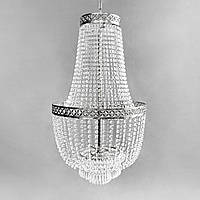 Декоративна люстра с кристаллами для праздничных декораций серебристая 85см