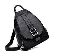 Стильный женский рюкзак сумка трансформер, бананка для девушки, женщины Черный экокожа