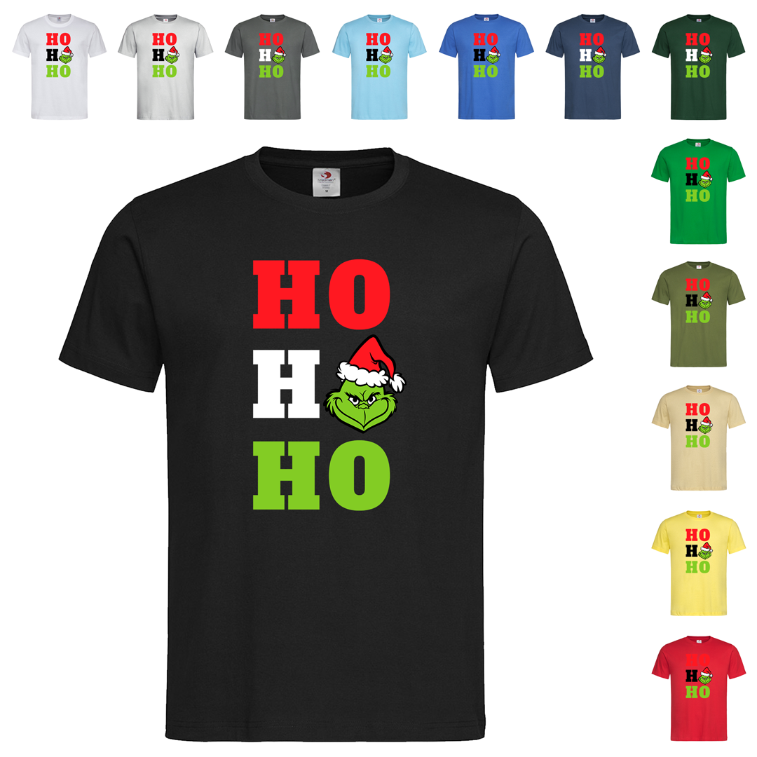 Чорна чоловіча/унісекс футболка Grinch Ho ho ho (12-5-4)