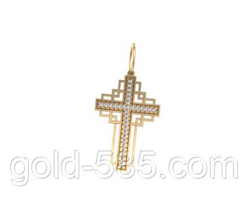 Акуратний золотий хрестик 585* проби з Фіанітами
