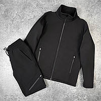 Костюм мужской демисезонный softshell Куртка Штаны на флисе Shadow черный Комплект весенний осенний Софтшелл