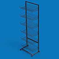 Стелаж сітчастий Єва-60 на 6 кошиків прямих (чорний)