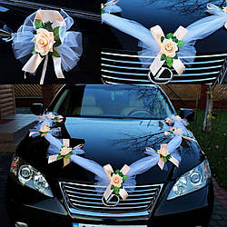 Прикраси на весільний авто (персиковий колір)