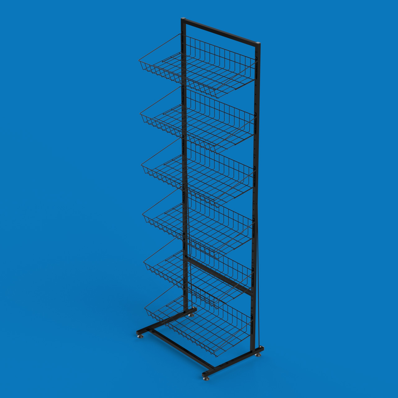 Стелаж сітчастий Єва-60 на 6 кошиків похилих (чорний)