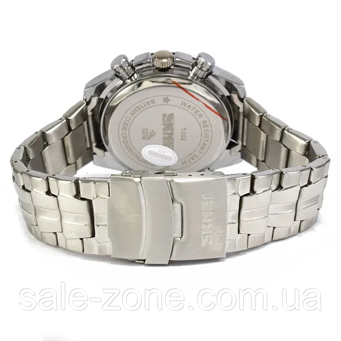Классические мужские наручные часы Skmei 1302 (Серебристые) - фото 5 - id-p2098274465