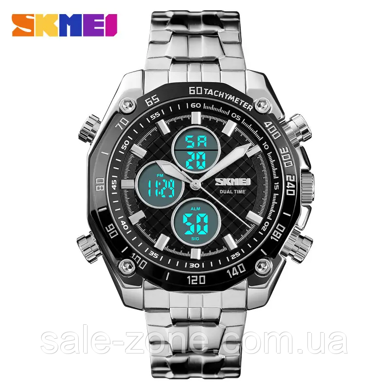 Классические мужские наручные часы Skmei 1302 (Серебристые) - фото 4 - id-p2098274465