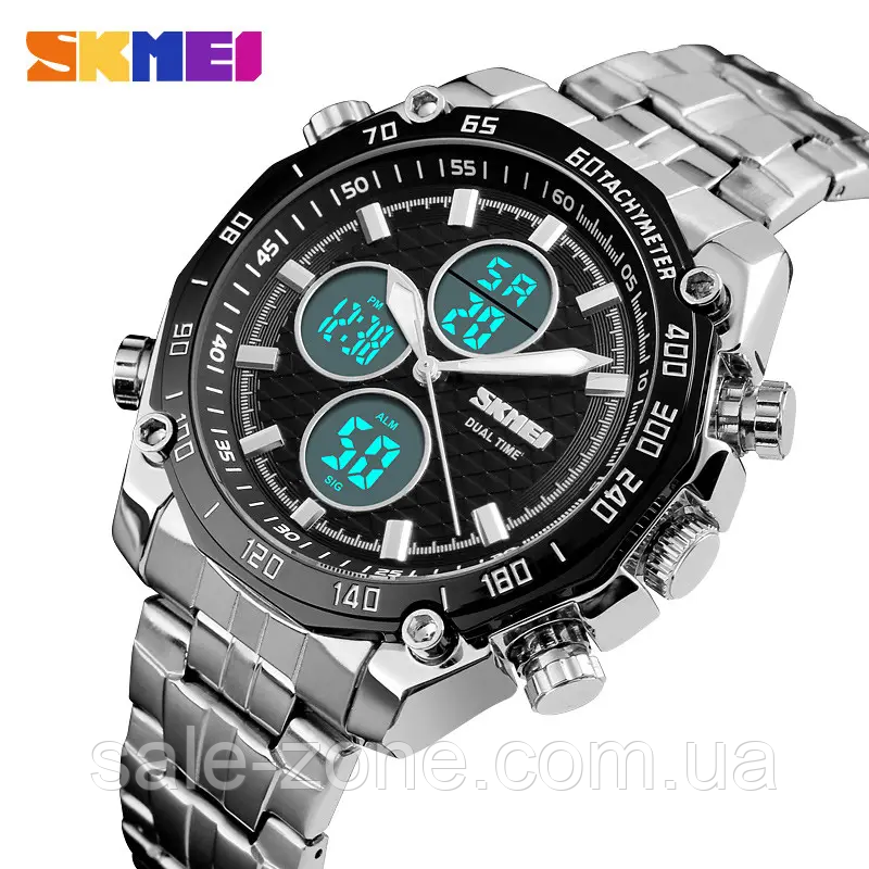 Классические мужские наручные часы Skmei 1302 (Серебристые) - фото 3 - id-p2098274465