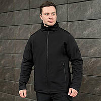 Куртка мужская Softshell весенняя осенняя на флисе Shadow черная Ветровка Софтшелл водоотталкивающая до 0