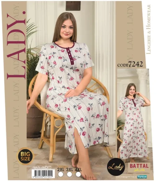 Нічна сорочка батал довга віскоза Турція LADY LINGERIE, фото 1