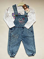 Детский джинсовый комбинезон с батником. Возраст 18-24 месяца