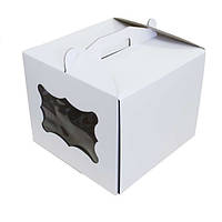 Коробка для торту біла (30*30*25 см) з віконцем