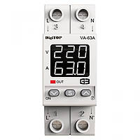 Реле напруги з контролем струму DigiTop VА-63A M2W біла індикація