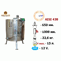 Медогонка 2-х рамочная поворотная нержавеющая AISI 430 на подставке с эл. приводом 12В