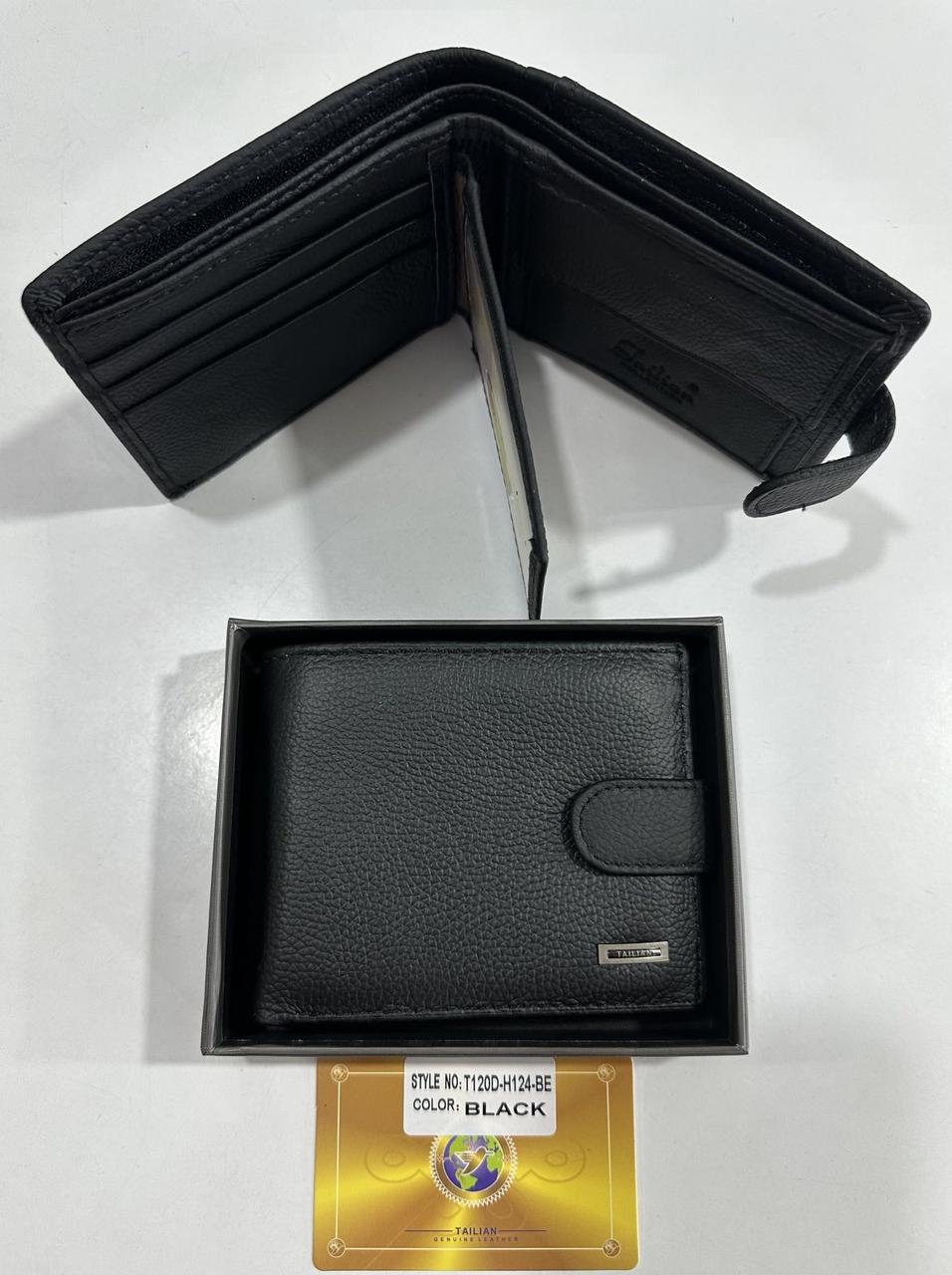 Чоловиче шкир'яне портмоне T120D-H124-BE Black. Купити чоловічі гаманці гуртом і в роздріб в Україні.
