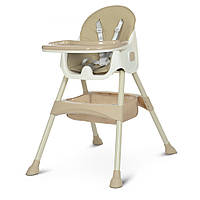 Детский складной стульчик стул для кормления с ремнями безопасности Bambi 4136 Бежевый